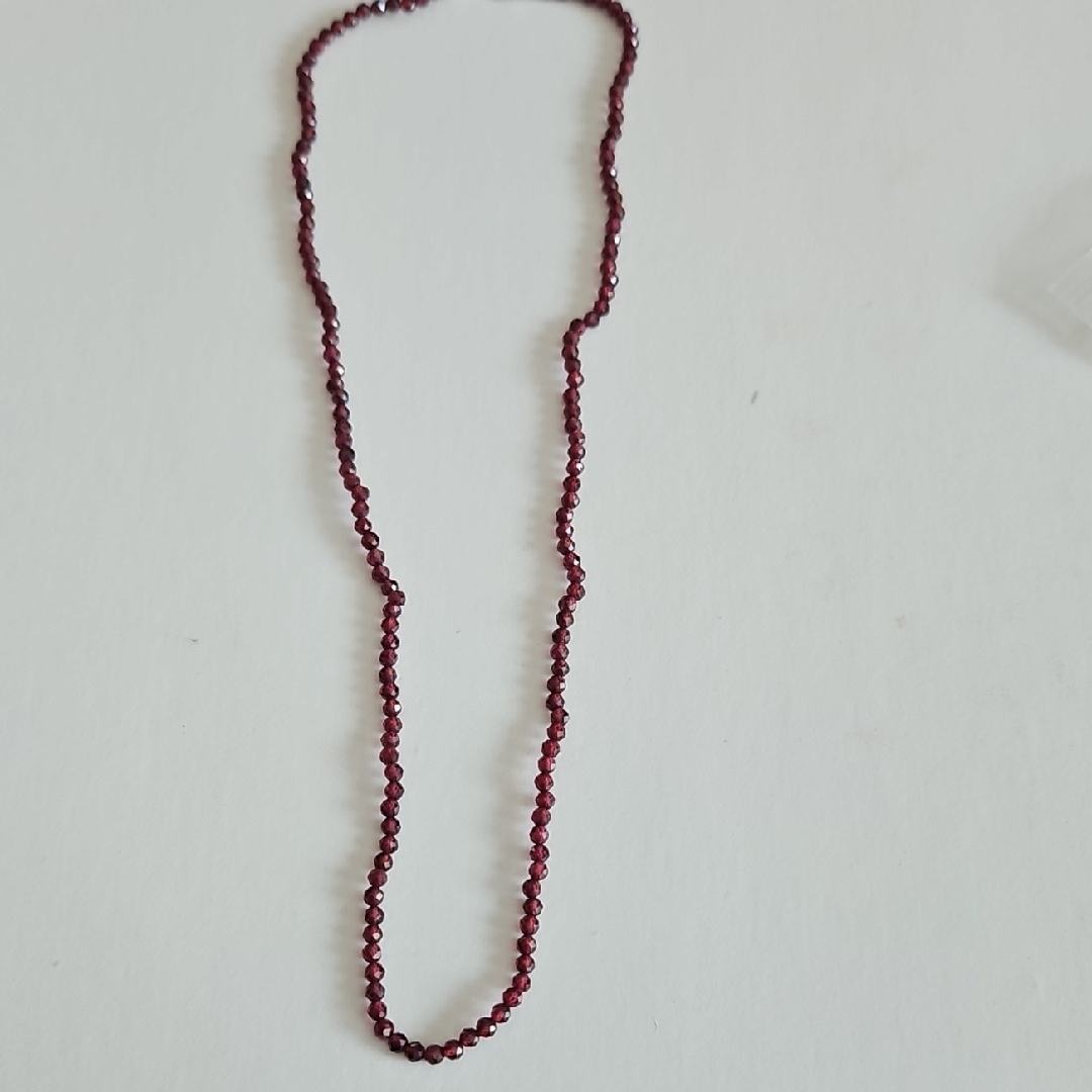 Rhodolite Garnet Beaded Necklace 925 Silver Necklace 19$